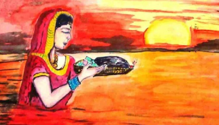 Devotion (Chhat Puja)” by “Simple Mohanty '' | Campfire drawing, Trash art, Chhat  puja painting